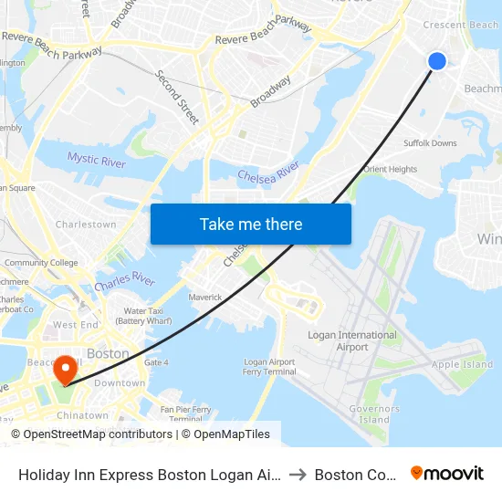 Holiday Inn Express Boston Logan Airport - Revere to Boston Common map