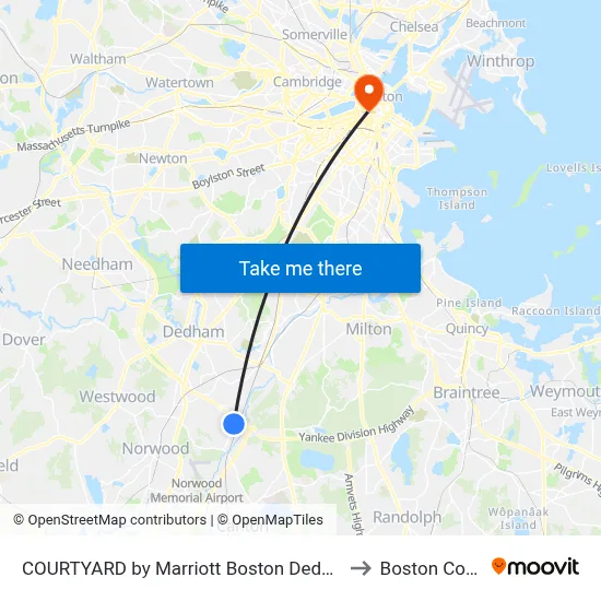 COURTYARD by Marriott Boston Dedham/Westwood to Boston Common map