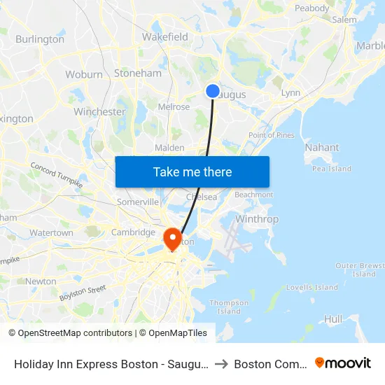 Holiday Inn Express Boston - Saugus by IHG to Boston Common map