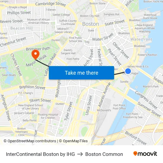 InterContinental Boston by IHG to Boston Common map