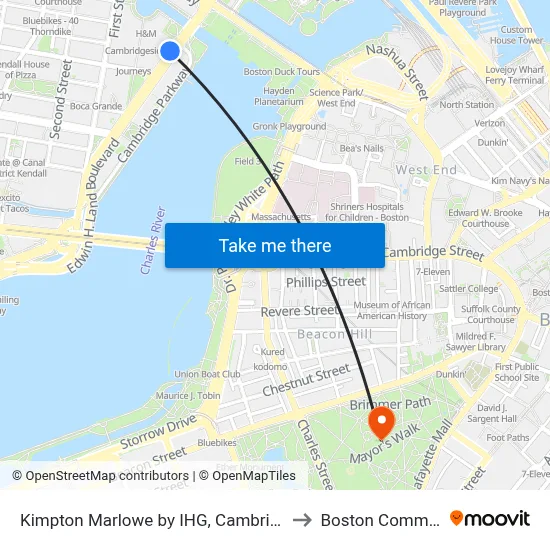Kimpton Marlowe by IHG, Cambridge to Boston Common map