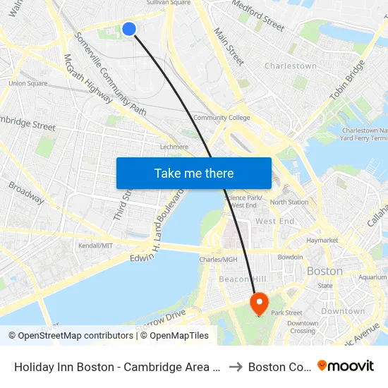 Holiday Inn Boston - Cambridge Area by IHG, Somerville to Boston Common map