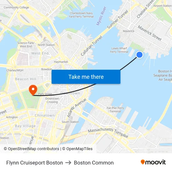Flynn Cruiseport Boston to Boston Common map