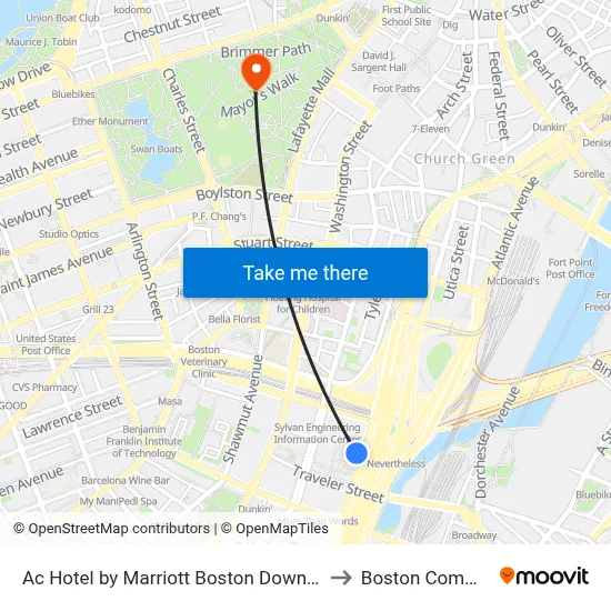 Ac Hotel to Boston Common map