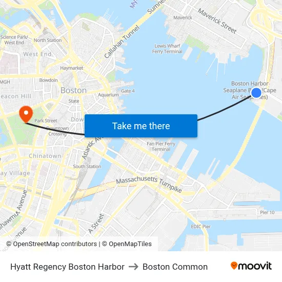 Hyatt Regency Boston Harbor to Boston Common map