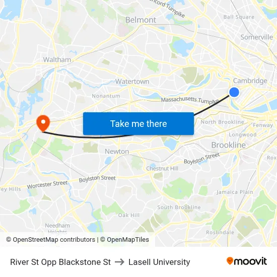River St Opp Blackstone St to Lasell University map