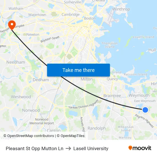 Pleasant St Opp Mutton Ln to Lasell University map