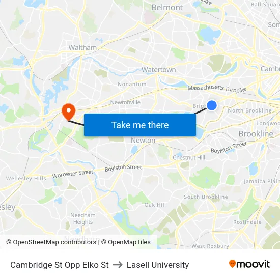 Cambridge St Opp Elko St to Lasell University map