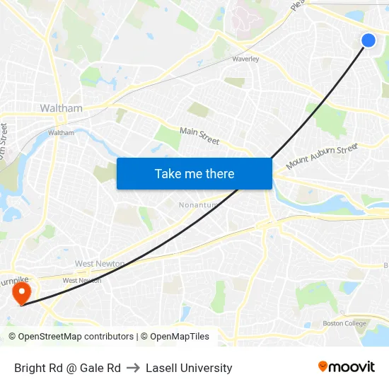 Bright Rd @ Gale Rd to Lasell University map