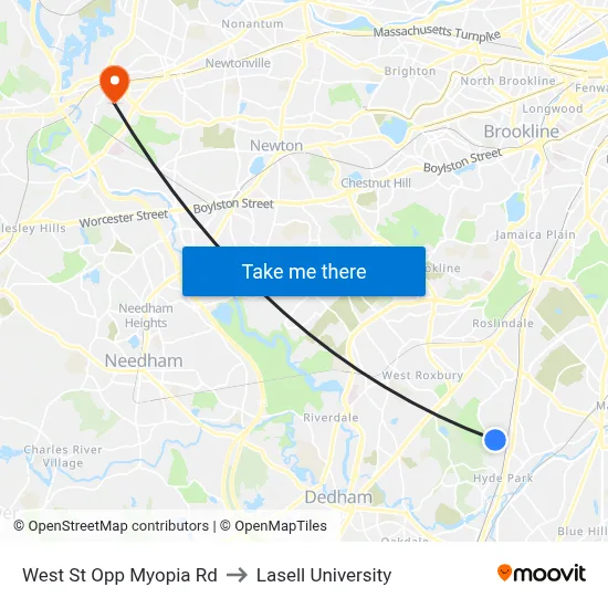 West St Opp Myopia Rd to Lasell University map