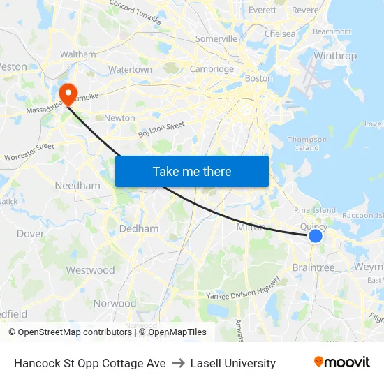 Hancock St Opp Cottage Ave to Lasell University map
