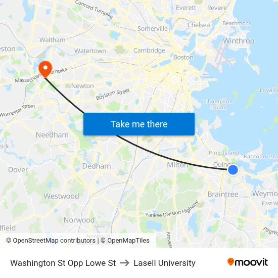 Washington St Opp Lowe St to Lasell University map