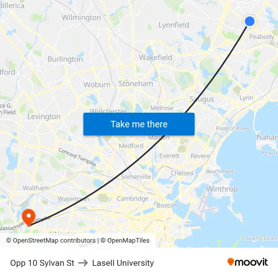 Opp 10 Sylvan St to Lasell University map