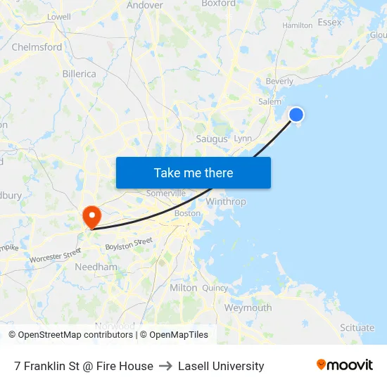 7 Franklin St @ Fire House to Lasell University map