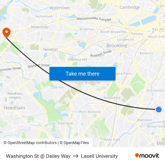 Washington St @ Dailey Way to Lasell University map