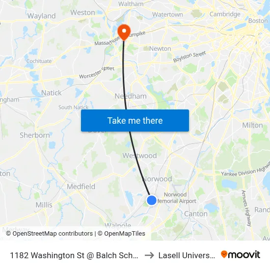 1182 Washington St @ Balch School to Lasell University map