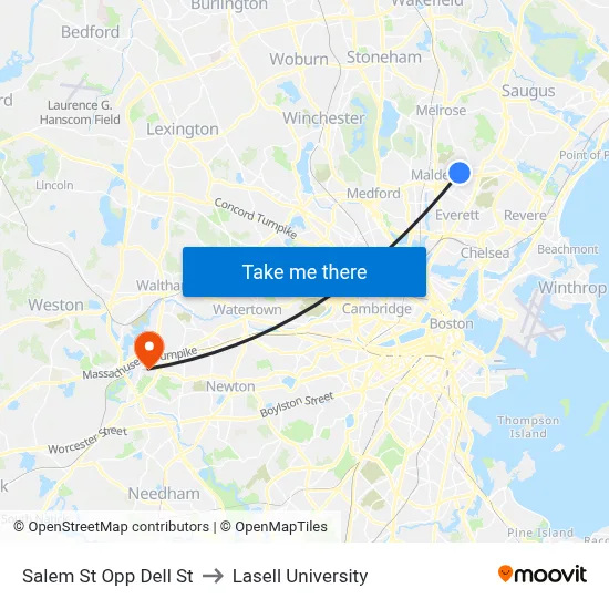 Salem St Opp Dell St to Lasell University map