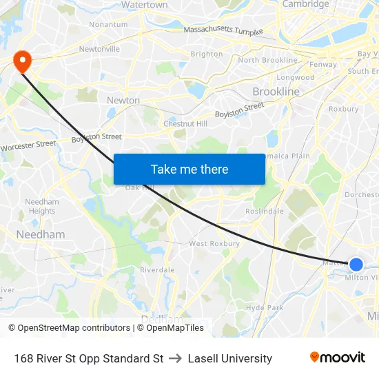 168 River St Opp Standard St to Lasell University map