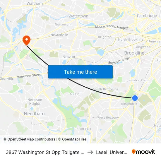 3867 Washington St Opp Tollgate Way to Lasell University map