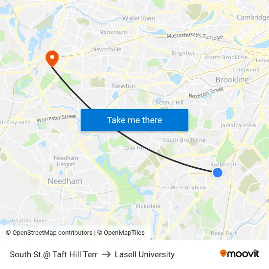 South St @ Taft Hill Terr to Lasell University map