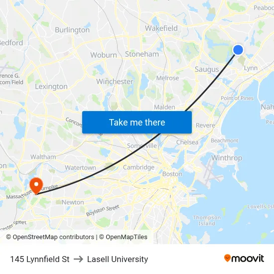 145 Lynnfield St to Lasell University map