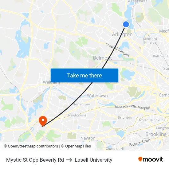 Mystic St Opp Beverly Rd to Lasell University map
