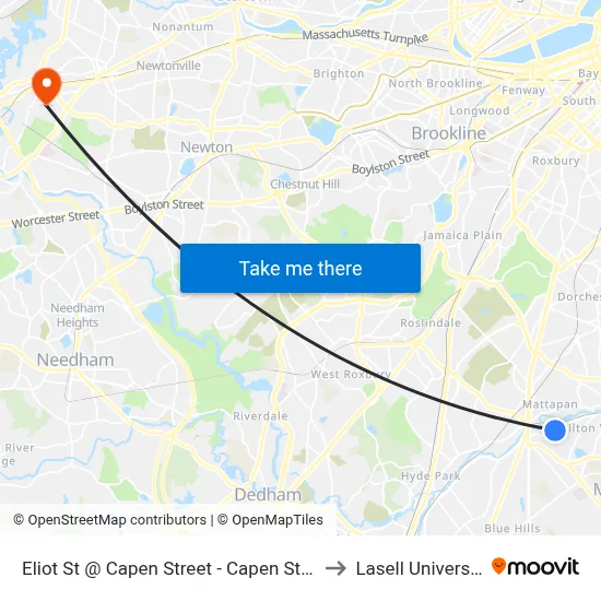 Eliot St @ Capen Street - Capen St Sta to Lasell University map