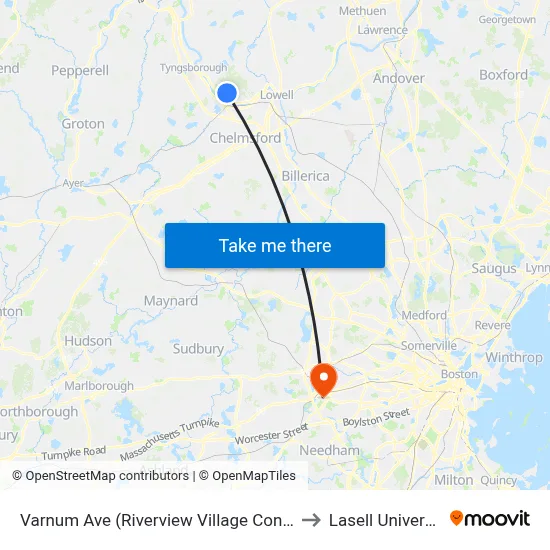 Varnum Ave (Riverview Village Condos) to Lasell University map