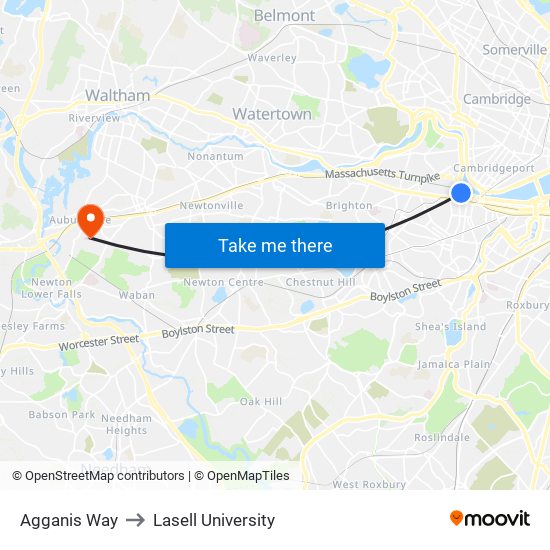 Agganis Way to Lasell University map