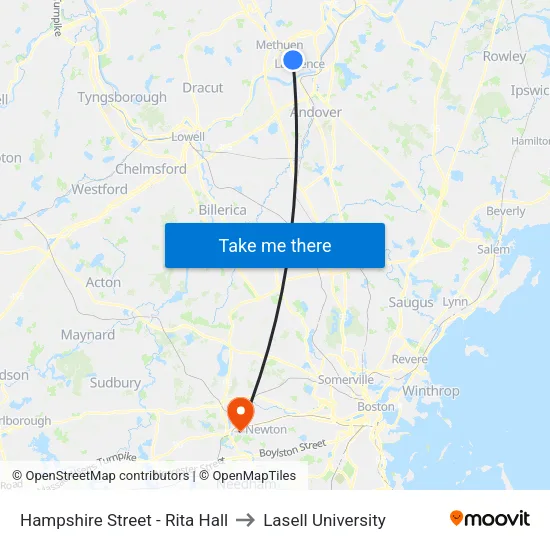 Hampshire Street - Rita Hall to Lasell University map
