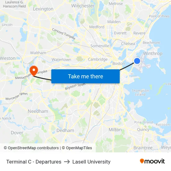 Terminal C - Departures to Lasell University map