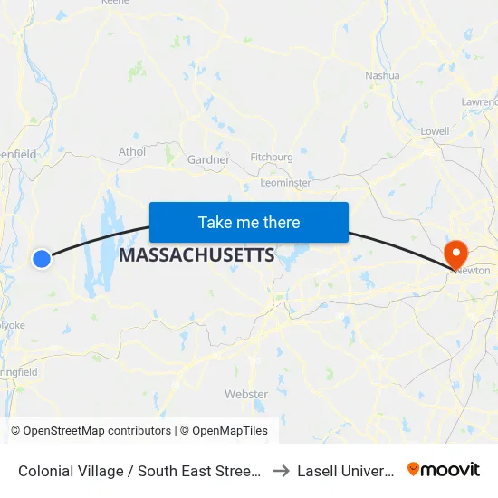Colonial Village / South East Street (W) to Lasell University map