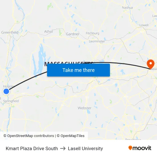 Kmart Plaza Drive South to Lasell University map