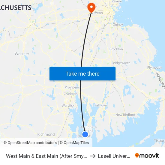 West Main & East Main (After Smythe) to Lasell University map