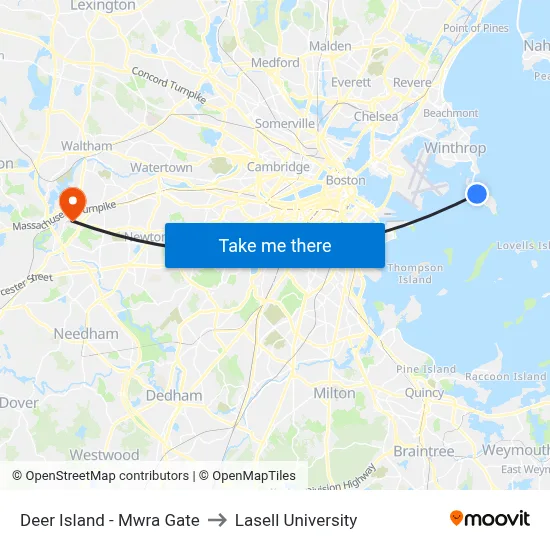 Deer Island - Mwra Gate to Lasell University map