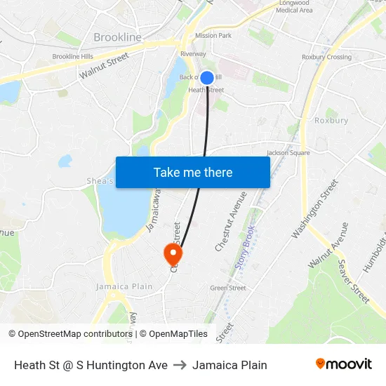 Heath St @ S Huntington Ave to Jamaica Plain map
