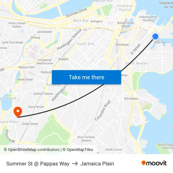 Summer St @ Pappas Way to Jamaica Plain map
