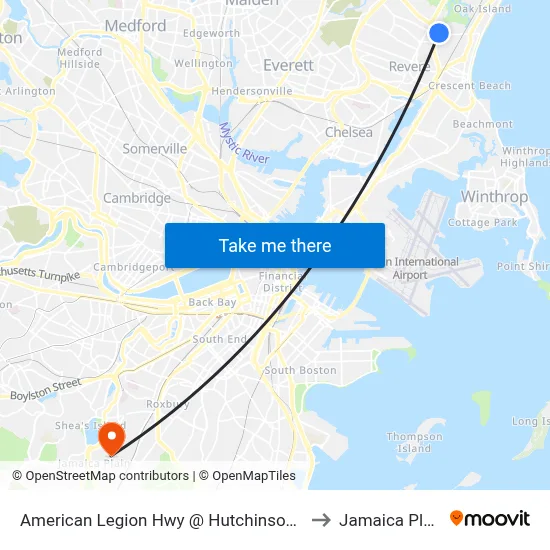 American Legion Hwy @ Hutchinson St to Jamaica Plain map