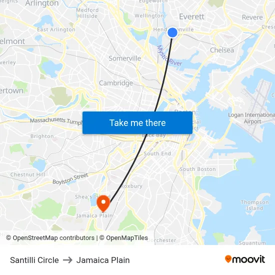 Santilli Circle to Jamaica Plain map