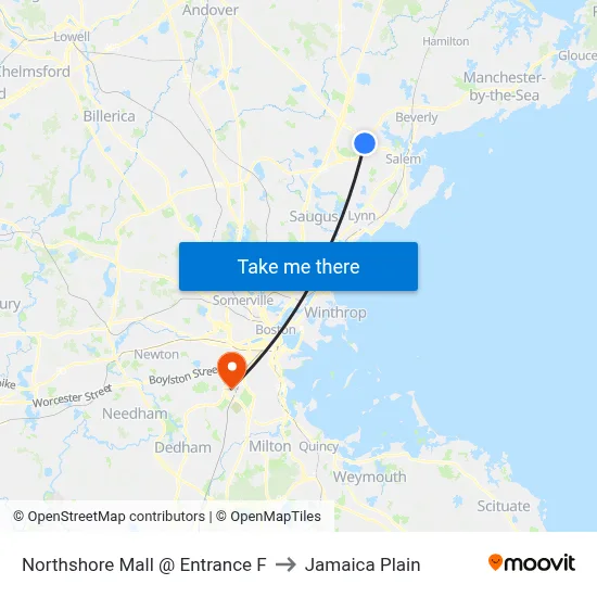 Northshore Mall @ Entrance F to Jamaica Plain map