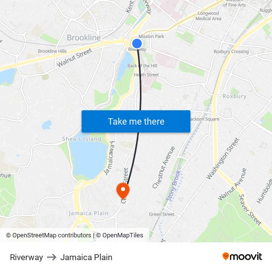 Riverway to Jamaica Plain map