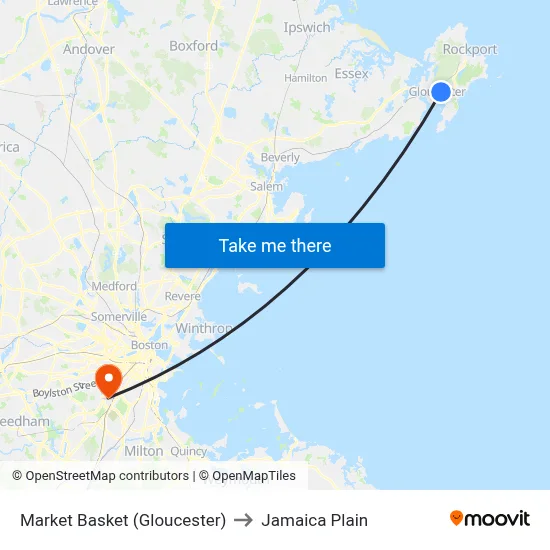 Market Basket (Gloucester) to Jamaica Plain map