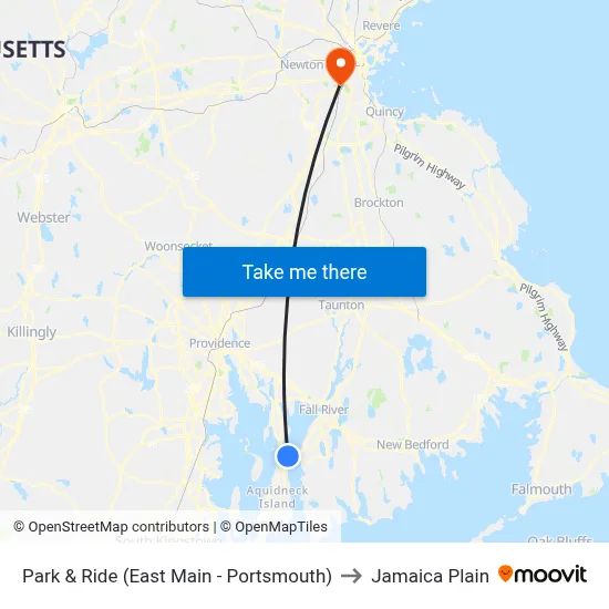 Park & Ride (East Main - Portsmouth) to Jamaica Plain map