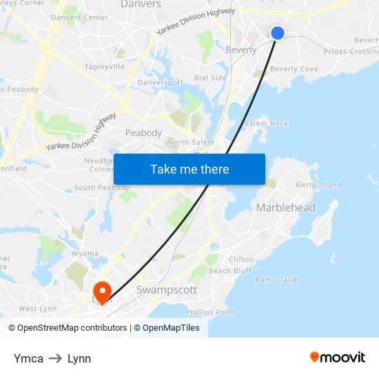 Ymca to Lynn map