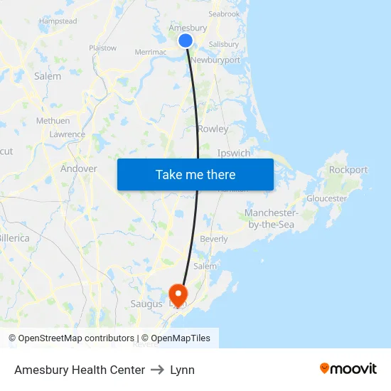 Amesbury Health Center to Lynn map