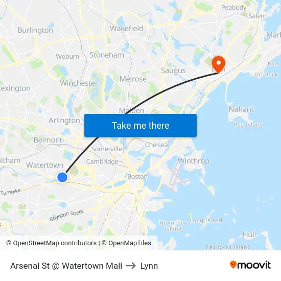 Arsenal St @ Watertown Mall to Lynn map