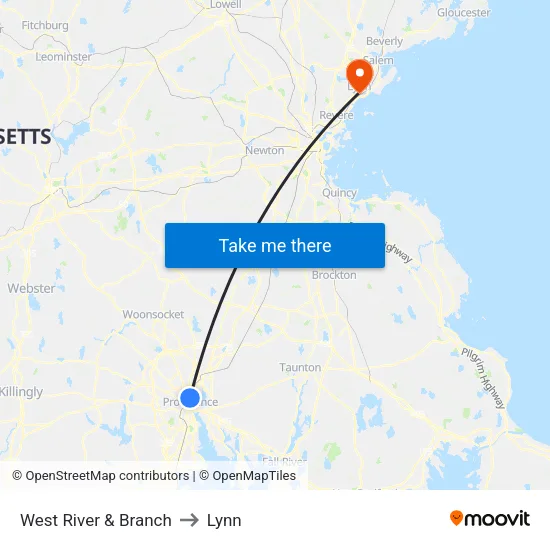 West River & Branch to Lynn map