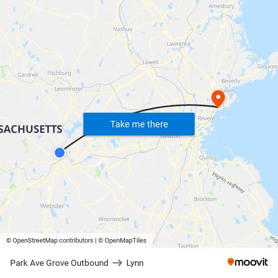 Park Ave Grove Outbound to Lynn map