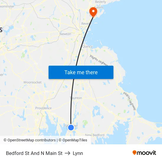 Bedford St And N Main St to Lynn map