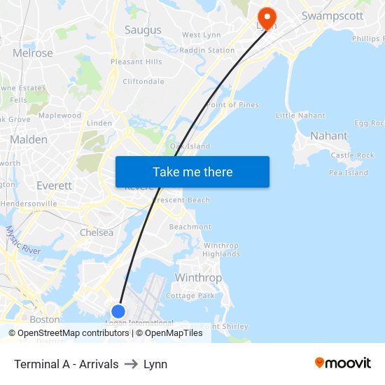 Terminal A - Arrivals to Lynn map